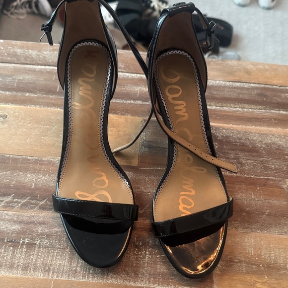 Sam Edelman Shoes - Sam Edelman Black Patent Leather Ankle-Strap Heels